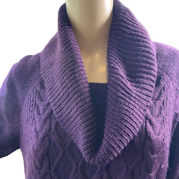 Tommy Hilfiger Purple Cable Knit Shawl Collar Long Sleeve Pullover Sweater Sz XL - Picture 2 of 14